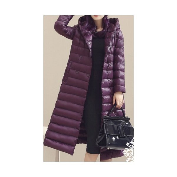 ダウンコート レディース ダウンジャケット パーカ ロング 軽い アウター 細身 無地 フード付き 秋冬